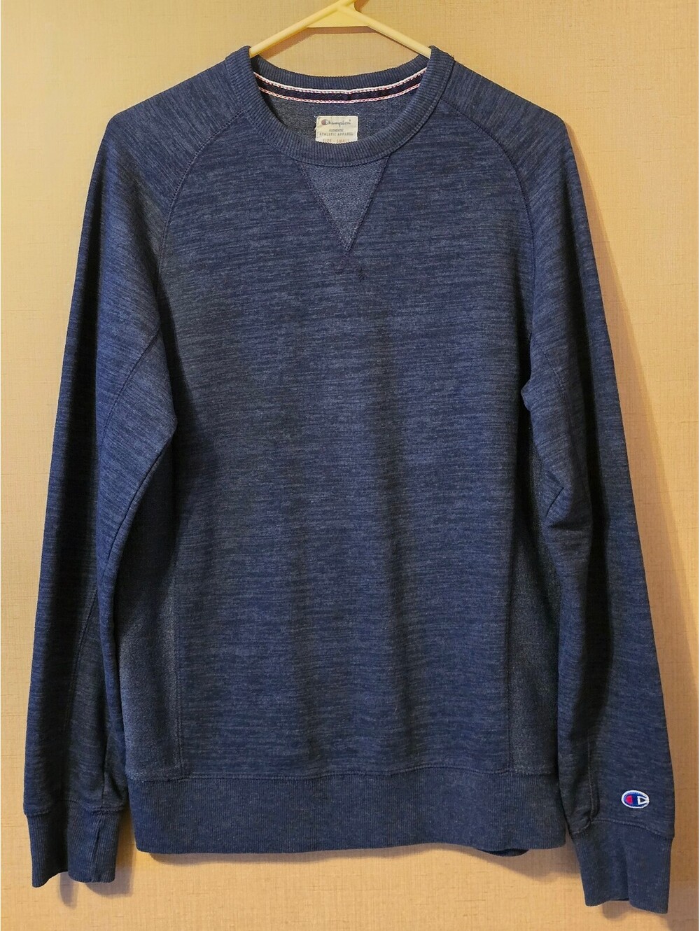 Champion Men's Blue Heather Textured French Terry Crewneck Sweatshirt Small